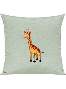 Kinder Kissen, Giraffe Tiere Tier Natur, Kuschelkissen Couch Deko, Farbe pastellgruen