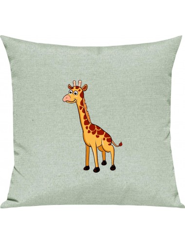 Kinder Kissen, Giraffe Tiere Tier Natur, Kuschelkissen Couch Deko, Farbe pastellgruen