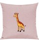 Kinder Kissen, Giraffe Tiere Tier Natur, Kuschelkissen Couch Deko, Farbe rosa