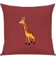 Kinder Kissen, Giraffe Tiere Tier Natur, Kuschelkissen Couch Deko, Farbe rot