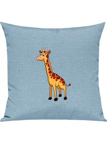 Kinder Kissen, Giraffe Tiere Tier Natur, Kuschelkissen Couch Deko, Farbe tuerkis