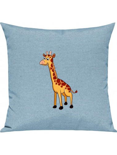 Kinder Kissen, Giraffe Tiere Tier Natur, Kuschelkissen Couch Deko, Farbe tuerkis