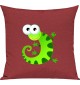 Kinder Kissen, Gecko Leguan Eidechse Tiere Tier Natur, Kuschelkissen Couch Deko, Farbe rot