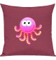 Kinder Kissen, Krake OktopusTiere Tier Natur, Kuschelkissen Couch Deko, Farbe pink