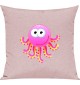 Kinder Kissen, Krake OktopusTiere Tier Natur, Kuschelkissen Couch Deko, Farbe rosa