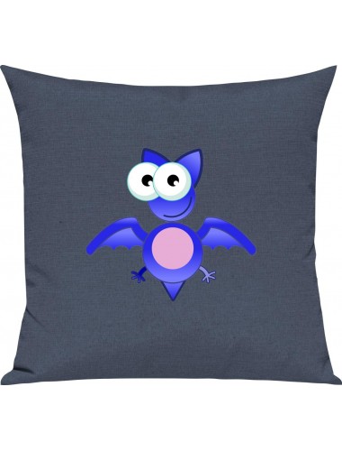 Kinder Kissen, Fledermaus Bat Tiere Tier Natur, Kuschelkissen Couch Deko, Farbe blau