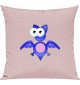 Kinder Kissen, Fledermaus Bat Tiere Tier Natur, Kuschelkissen Couch Deko, Farbe rosa