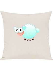 Kinder Kissen, Schaf Schäfchen Sheep Tiere Tier Natur, Kuschelkissen Couch Deko, Farbe creme