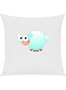 Kinder Kissen, Schaf Schäfchen Sheep Tiere Tier Natur, Kuschelkissen Couch Deko, Farbe weiss