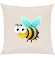 Kinder Kissen, Biene Wespe Bee Tiere Tier Natur, Kuschelkissen Couch Deko, Farbe creme