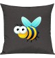 Kinder Kissen, Biene Wespe Bee Tiere Tier Natur, Kuschelkissen Couch Deko, Farbe dunkelgrau