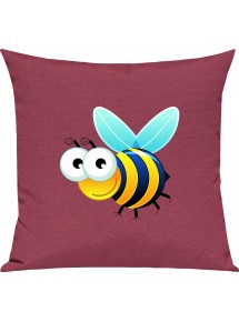 Kinder Kissen, Biene Wespe Bee Tiere Tier Natur, Kuschelkissen Couch Deko, Farbe pink