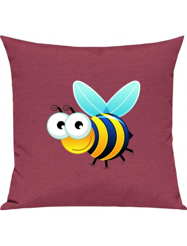 Kinder Kissen, Biene Wespe Bee Tiere Tier Natur, Kuschelkissen Couch Deko, Farbe pink