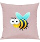 Kinder Kissen, Biene Wespe Bee Tiere Tier Natur, Kuschelkissen Couch Deko, Farbe rosa
