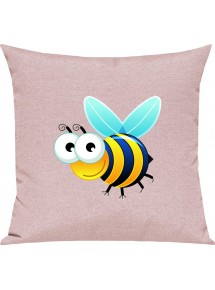 Kinder Kissen, Biene Wespe Bee Tiere Tier Natur, Kuschelkissen Couch Deko, Farbe rosa