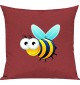 Kinder Kissen, Biene Wespe Bee Tiere Tier Natur, Kuschelkissen Couch Deko, Farbe rot