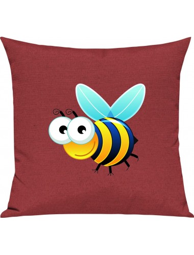 Kinder Kissen, Biene Wespe Bee Tiere Tier Natur, Kuschelkissen Couch Deko, Farbe rot
