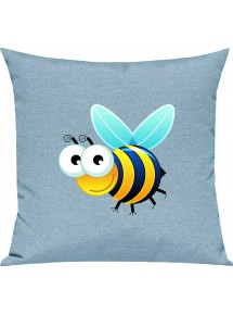 Kinder Kissen, Biene Wespe Bee Tiere Tier Natur, Kuschelkissen Couch Deko, Farbe tuerkis