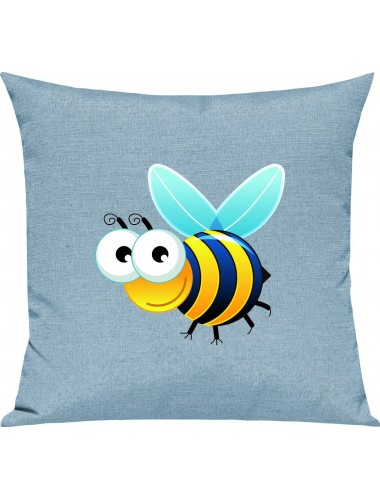 Kinder Kissen, Biene Wespe Bee Tiere Tier Natur, Kuschelkissen Couch Deko, Farbe tuerkis