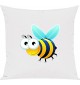 Kinder Kissen, Biene Wespe Bee Tiere Tier Natur, Kuschelkissen Couch Deko, Farbe weiss