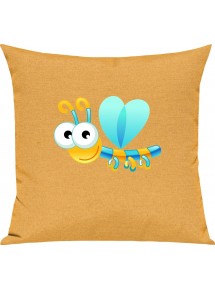 Kinder Kissen, Libelle Insekt Tiere Tier Natur, Kuschelkissen Couch Deko, Farbe gelb