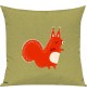 Kinder Kissen, Fuchs Fox Tiere Tier Natur, Kuschelkissen Couch Deko, Farbe hellgruen