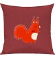 Kinder Kissen, Fuchs Fox Tiere Tier Natur, Kuschelkissen Couch Deko, Farbe rot