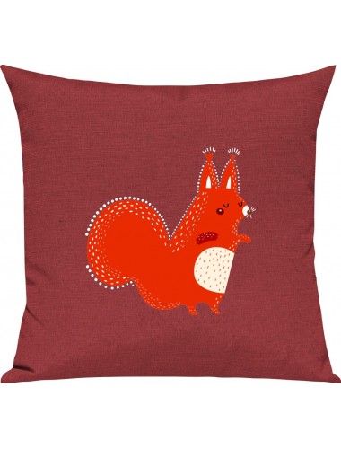 Kinder Kissen, Fuchs Fox Tiere Tier Natur, Kuschelkissen Couch Deko, Farbe rot