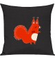 Kinder Kissen, Fuchs Fox Tiere Tier Natur, Kuschelkissen Couch Deko, Farbe schwarz