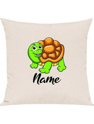 Kinder Kissen, Schildkröte Turtle mit Wunschnamen Tiere Tier Natur, Kuschelkissen Couch Deko, Farbe creme