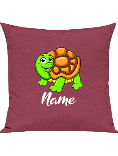 Kinder Kissen, Schildkröte Turtle mit Wunschnamen Tiere Tier Natur, Kuschelkissen Couch Deko, Farbe pink