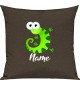 Kinder Kissen, Gecko Leguan Eidechse mit Wunschnamen Tiere Tier Natur, Kuschelkissen Couch Deko, Farbe braun