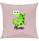 Kinder Kissen, Gecko Leguan Eidechse mit Wunschnamen Tiere Tier Natur, Kuschelkissen Couch Deko, Farbe rosa
