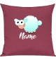 Kinder Kissen, Schaf Schäfchen Sheep mit Wunschnamen Tiere Tier Natur, Kuschelkissen Couch Deko, Farbe pink