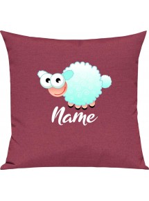 Kinder Kissen, Schaf Schäfchen Sheep mit Wunschnamen Tiere Tier Natur, Kuschelkissen Couch Deko, Farbe pink