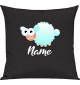 Kinder Kissen, Schaf Schäfchen Sheep mit Wunschnamen Tiere Tier Natur, Kuschelkissen Couch Deko, Farbe schwarz