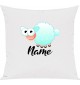 Kinder Kissen, Schaf Schäfchen Sheep mit Wunschnamen Tiere Tier Natur, Kuschelkissen Couch Deko, Farbe weiss