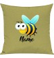 Kinder Kissen, Biene Wespe Bee mit Wunschnamen Tiere Tier Natur, Kuschelkissen Couch Deko,