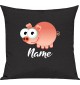 Kinder Kissen, Schwein Ferkel Pig mit Wunschnamen Tiere Tier Natur, Kuschelkissen Couch Deko, Farbe schwarz