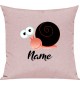 Kinder Kissen, Schnecke Slug mit Wunschnamen Tiere Tier Natur, Kuschelkissen Couch Deko, Farbe rosa