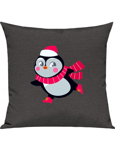 Kinder Kissen, Pinguin Penguin Weihnachten Christmas Winter Schnee Tiere Tier Natur, Kuschelkissen Couch Deko,