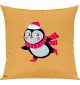 Kinder Kissen, Pinguin Penguin Weihnachten Christmas Winter Schnee Tiere Tier Natur, Kuschelkissen Couch Deko, Farbe gelb