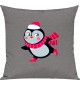 Kinder Kissen, Pinguin Penguin Weihnachten Christmas Winter Schnee Tiere Tier Natur, Kuschelkissen Couch Deko, Farbe grau