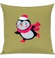 Kinder Kissen, Pinguin Penguin Weihnachten Christmas Winter Schnee Tiere Tier Natur, Kuschelkissen Couch Deko, Farbe hellgruen