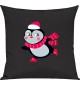 Kinder Kissen, Pinguin Penguin Weihnachten Christmas Winter Schnee Tiere Tier Natur, Kuschelkissen Couch Deko, Farbe schwarz