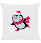 Kinder Kissen, Pinguin Penguin Weihnachten Christmas Winter Schnee Tiere Tier Natur, Kuschelkissen Couch Deko, Farbe weiss