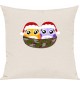 Kinder Kissen, Eule Owl Weihnachten Christmas Winter Schnee Tiere Tier Natur, Kuschelkissen Couch Deko, Farbe creme