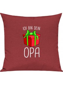 Kinder Kissen, Ich bin dein Geschenk Opa Weihnachten Geburtstag, Kuschelkissen Couch Deko, Farbe rot