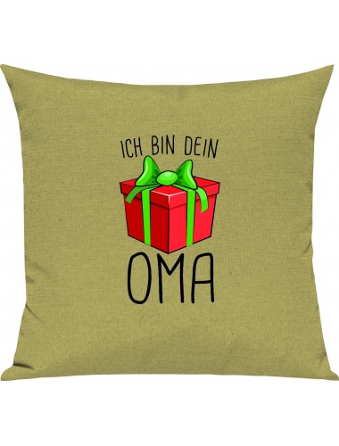 Kinder Kissen, Ich bin dein Geschenk Oma Weihnachten Geburtstag, Kuschelkissen Couch Deko, Farbe hellgruen