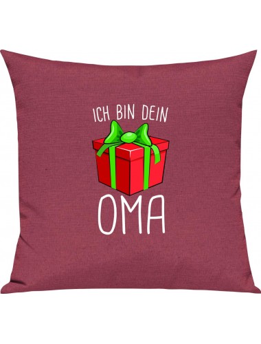 Kinder Kissen, Ich bin dein Geschenk Oma Weihnachten Geburtstag, Kuschelkissen Couch Deko, Farbe pink